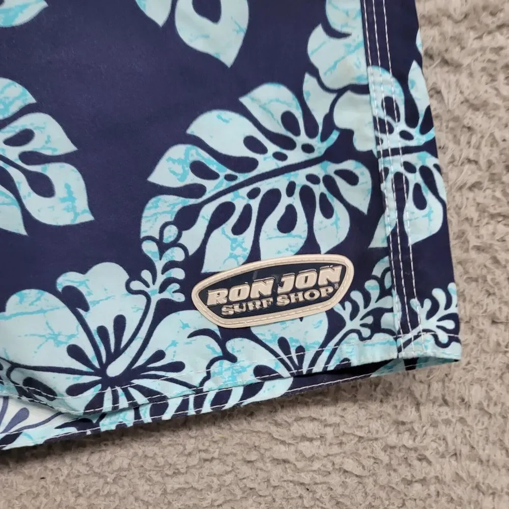 Ron Jon Surf Shop‎ Shorts Mens 36 Blue Floral Boardshorts Swim Outdoors Casual